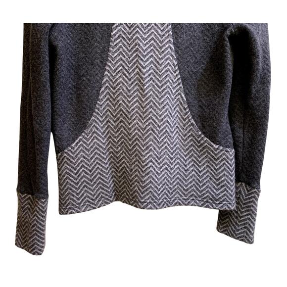 prana Women Jacket Medium Wool Blend Gray Black Herringbone Full Front Zip Hood - Picture 10 of 12